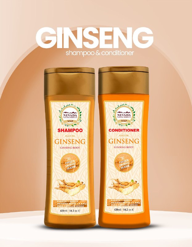 SHAMPOO Y ACONDICIONADOR EN SET DE GINSENG ESTIMULANTE DEL PELO SUAVIZANTE NEVADA 420MLX2