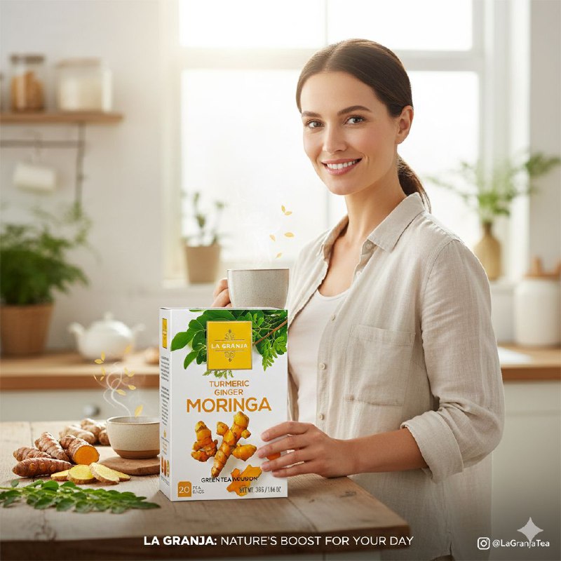 TE VERDE CON INFUSION DE CURCUMA, JENGIBRE Y MORINGA PARA EL BIENESTAR Y ENERGIA LA GRANJA 20UND