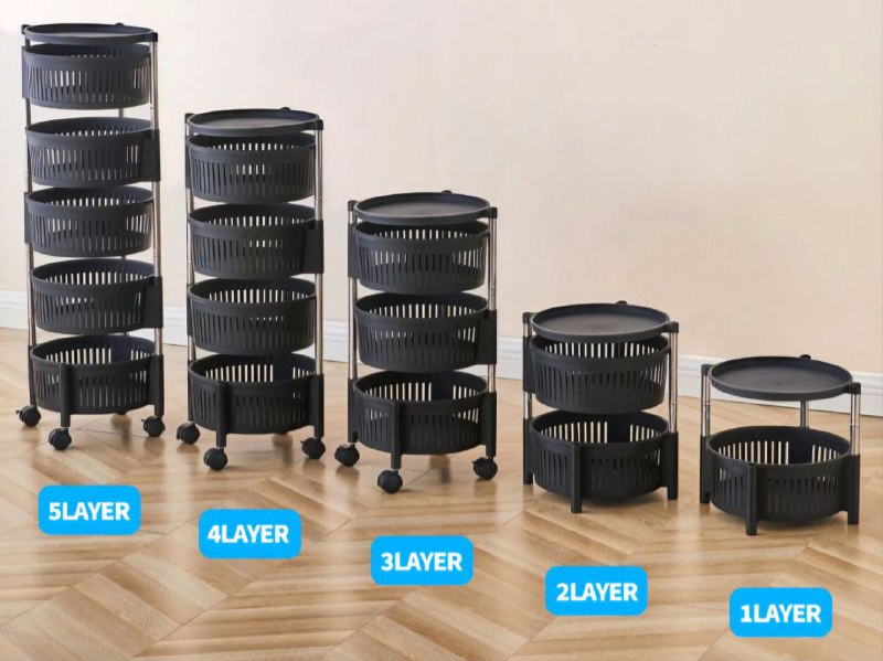 ESTANTE ORGANIZADOR DE ALMACENAMIENTO, CARRITO CON LLANTAS DE BLOQUEO, GIRATORIO DESMONTABLE, AHORRA ESPACIO EN COCINA, 5 NIVELES PARA FRUTAS O VERDURAS