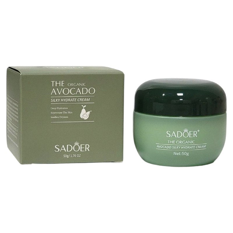 CREMA FACIAL DE AGUACATE ORGANICO, HIDRATA LA PIEL Y NO LA DEJA GRASA, RETIENE LA HUMEDAD DEJANDO LA PIEL ELASTICA,TERSA Y SAUVE SADOER THE ORGANIC AVOCADO 50G