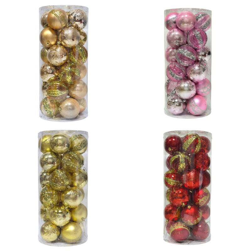 DECORACION ADORNO NAVIDEÑO PAQUETE DE 24 BOLAS DECORATIVAS, 8CM 39X58X84 IDEALES PARA DARLE UN TOQUE UNICO A TU ARBOL DE NAVIDAD