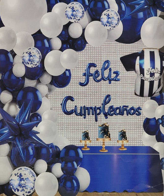 DECORACION PARA CUMPLEAÑOS EN SET COMPLETO, MANTEL METALICO, 2 CORTINAS, 105 GLOBOS