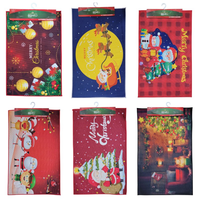 ALFOMBRAS DECORATIVAS NAVIDEÑAS PARA PISO ELEGANTES Y FESTIVAS 50X80CM, CREAN UNA ATMOSFERA MAGICA EN TU ENTRADA, COCINA O PASILLO BENELI HOME 6 ESTILOS