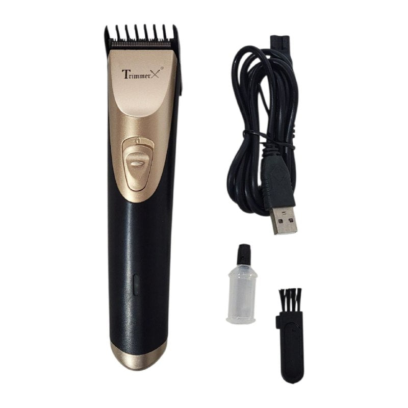 MAQUINA CORTADORA DE PELO PROFESIONAL RECARGABLE, CABEZAL DE CORTE DE PRECISION DE ACERO INOXIDABLE, INTERRUPTOR DE PRESION, FACIL DE USAR, INDICADOR DE CARGA, CABLE USB TRIMMER TM-T56