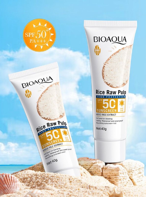 PROTECTOR SOLAR DE PULPA CRUDA DE ARROZ SPF50 BLANQUEADOR REFRESCANTE Y NO GRASO BIOAQUA 40G