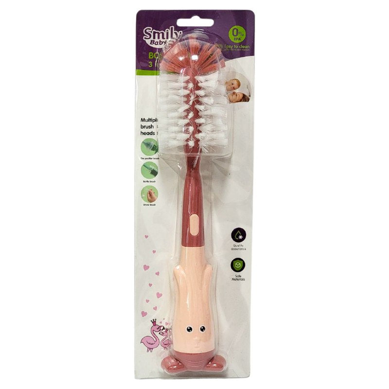 CEPILLO DE LIMPIEZA PARA BIBERON Y MAMADERA SMILY BABY 3 COLORES