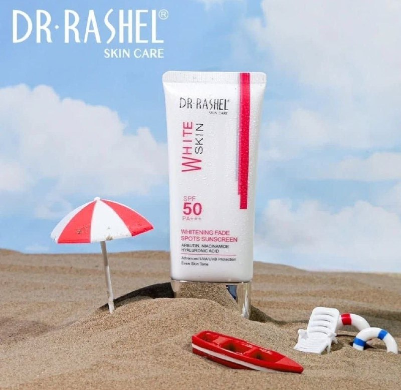 PROTECTOR SOLAR BLANQUEADOR SPF50 PA, PARA MANCHAS HECHAS POR EL SOL, PROTEGE LA PIEL, PREVIENE EL ENVEJECIMIENTO Y PIGMENTACION DR RASHEL 50G