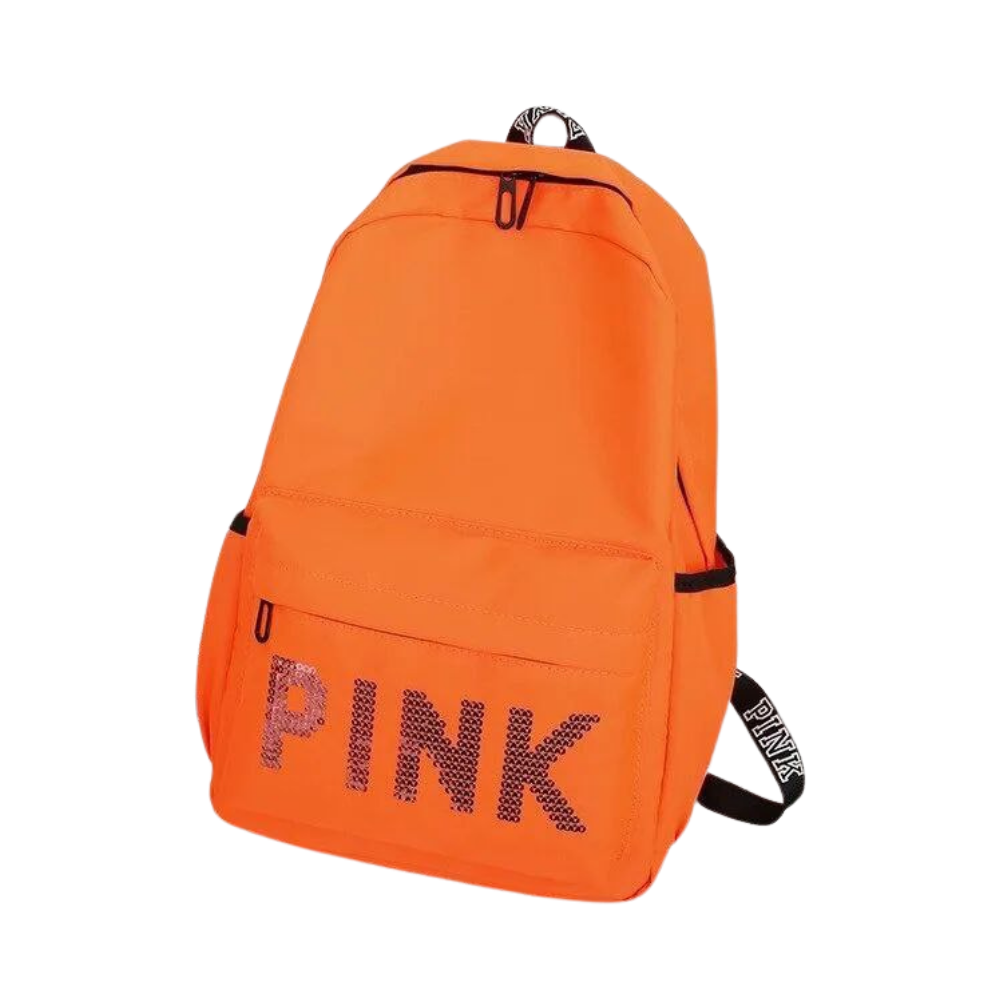 MOCHILA ECONÓMICA PINK DE TELA IMPERMEABLE COLOR ANARANJADO