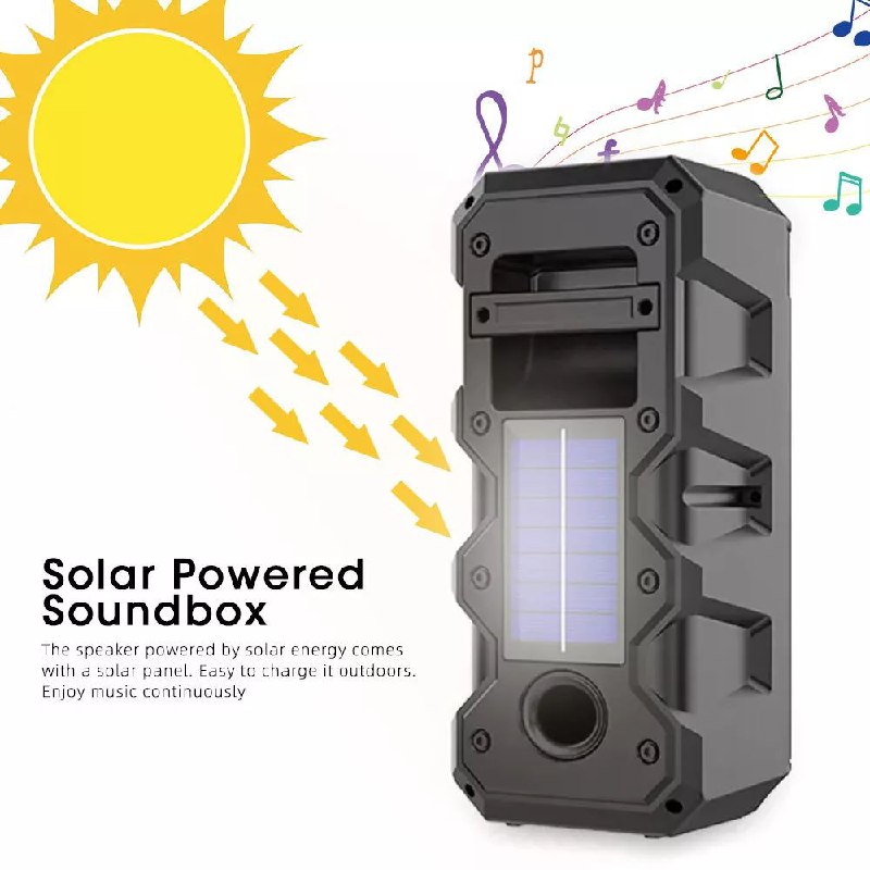 ALTAVOZ DE SUPERGRAVES, BLUETOOTH CON CARGA SOLAR 1800MAH DISEÑO MODERNO E ILUMINACION COLORIDA ZQS4252