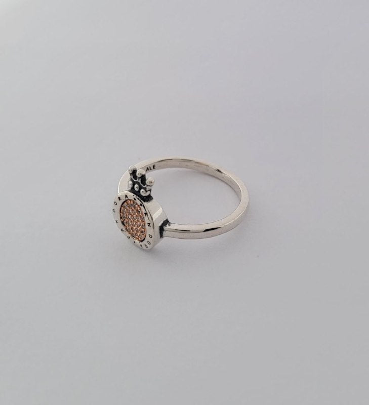 PANI2047B ANILLO PANDORA CORONA GOLD ROSE EN MEDIO, PLATA 925