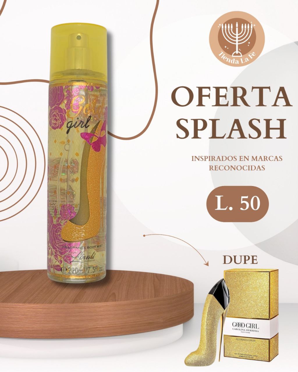 SPLASH LOVALI GOLD GIRL 220ML (M) (DUPE CAROLINA HERRERA GOOD GIRL GOLD FANTASY)