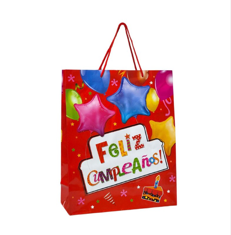 BOLSA DE REGALO FELIZ CUMPLEAÑOS MEDIANA 26X32X10CM