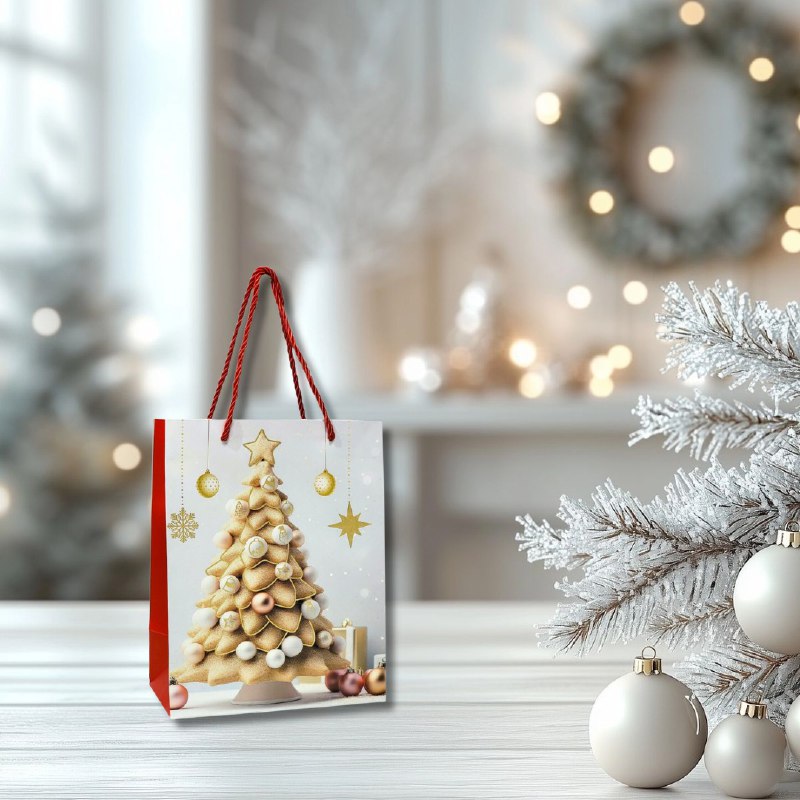 BOLSA DE REGALO NAVIDEÑA PEQUEÑA 18X23X10CM