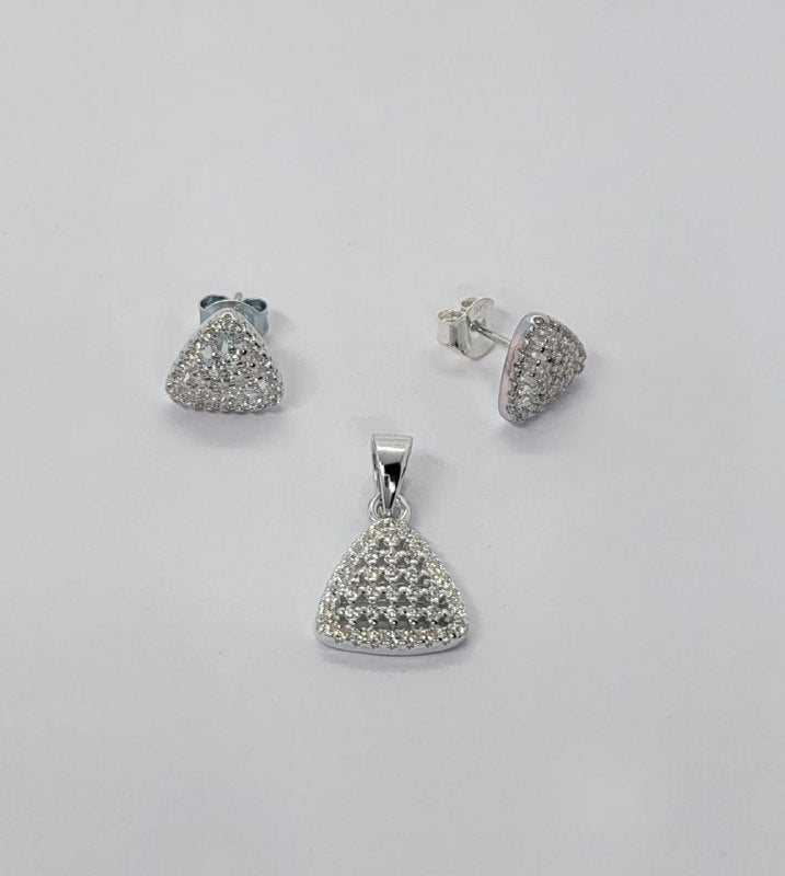 PSET2552 SET TRIANGULO CON ZIRCONIA BLANCO PLATA 9.25