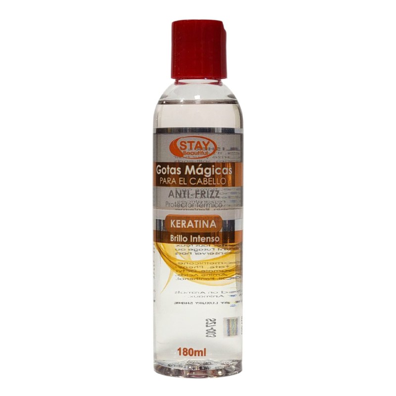 ACEITE PARA EL CABELLO GOTAS MAGICAS DE KERATINA ANTIFRIZZ, PROTECTOR TERMICO Y BRILLO INTENSO STAY BEAUTIFUL 180ML