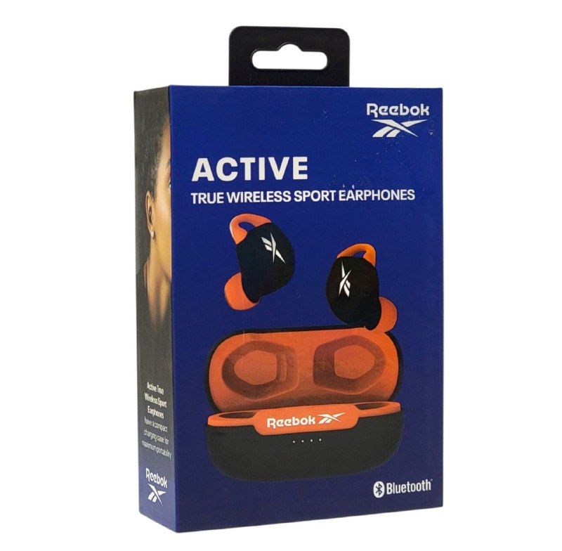 AUDIFONOS AURICULARES INALAMBRICOS DEPORTIVOS, BATERIA 7H, 3 CARGAS ADICIONALES EN ESTUCHE, AJUSTE DEPORTIVO, CONTROL TACTIL REEBOK