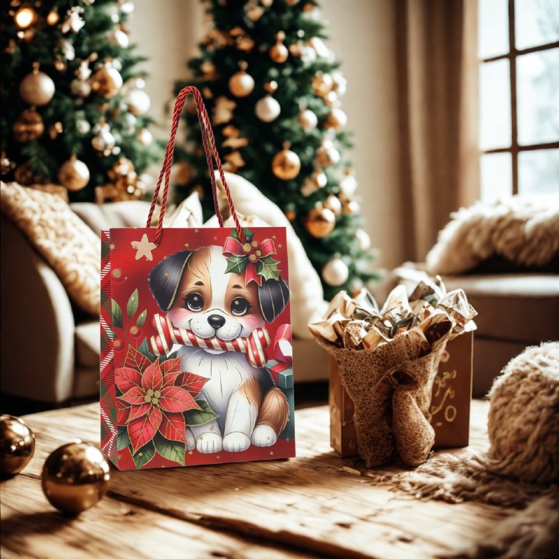 BOLSA DE REGALO NAVIDEÑA PAQUEÑA 18X23X10CM