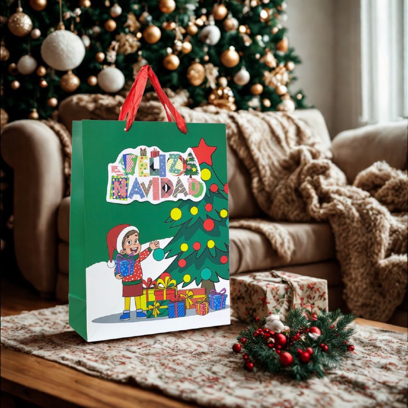 BOLSA DE REGALO NAVIDEÑA GRANDE 30X40X12CM