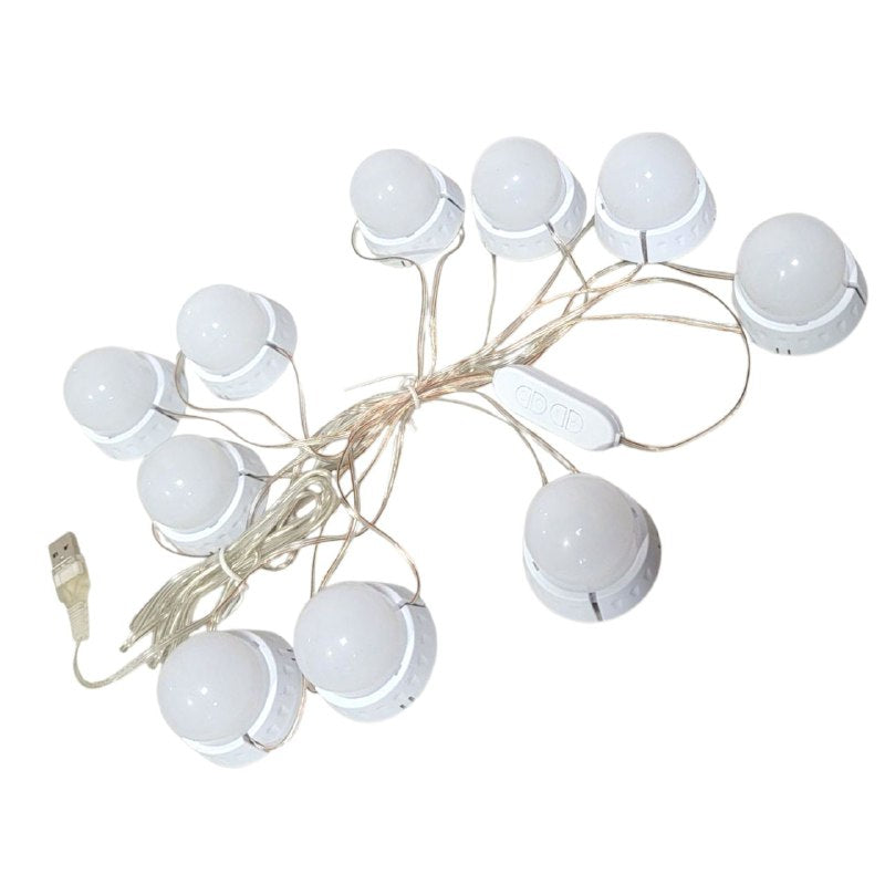LUCES LED PARA ESPEJOS, 3 MODOS DE COLOR, 10 BOMBLLOS CON ADHESIVO FUERTE, ENCHUFE USB VANITY MIRROR LIGHTS