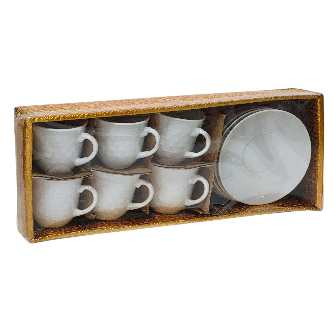 SET DE TAZAS CON PLATO DE PORCELANA BLANCA CON DISEÑO ERGONOMICO 12PCS