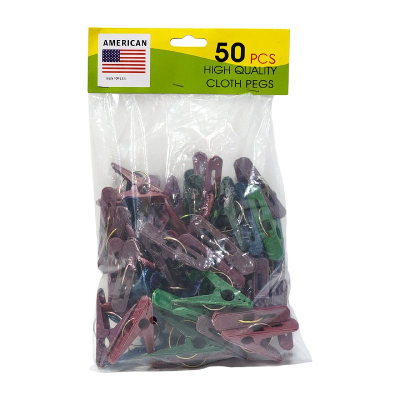 PINZAS GANCHOS PARA ROPA PARA TENDEDERO 50UNDS AMERICAN