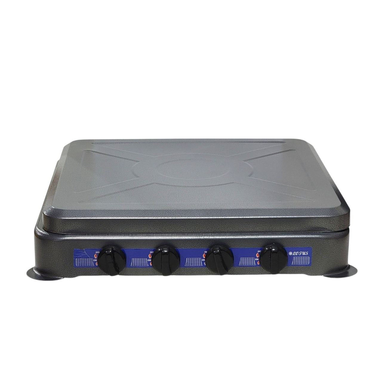 MAQUINA ESTUFA DE GAS DE 4 HORNILLAS CON TAPA LOTUS 51X8X53CM