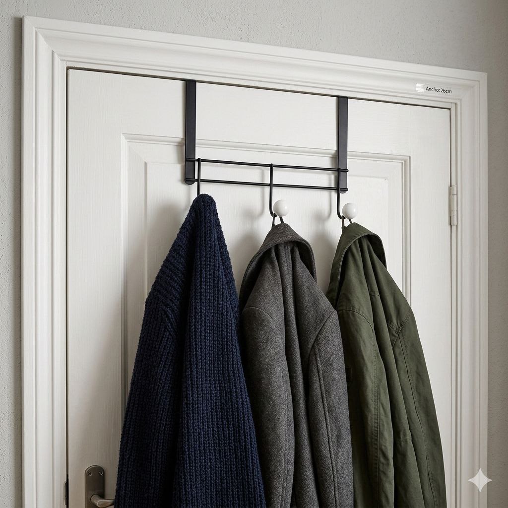 PERCHERO DE METAL PEQUEÑO DE 3 GANCHOS PARA PUERTA BENELI HOME 21X27CM