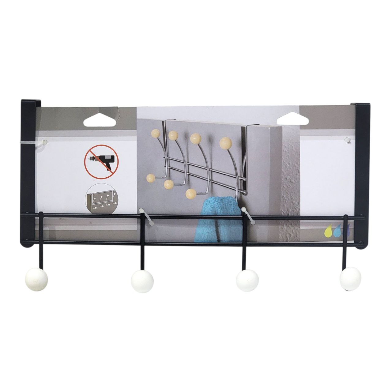 PERCHERO DE METAL PEQUEÑO DE 4 GANCHOS PARA PUERTA BENELI HOME 20X39CM