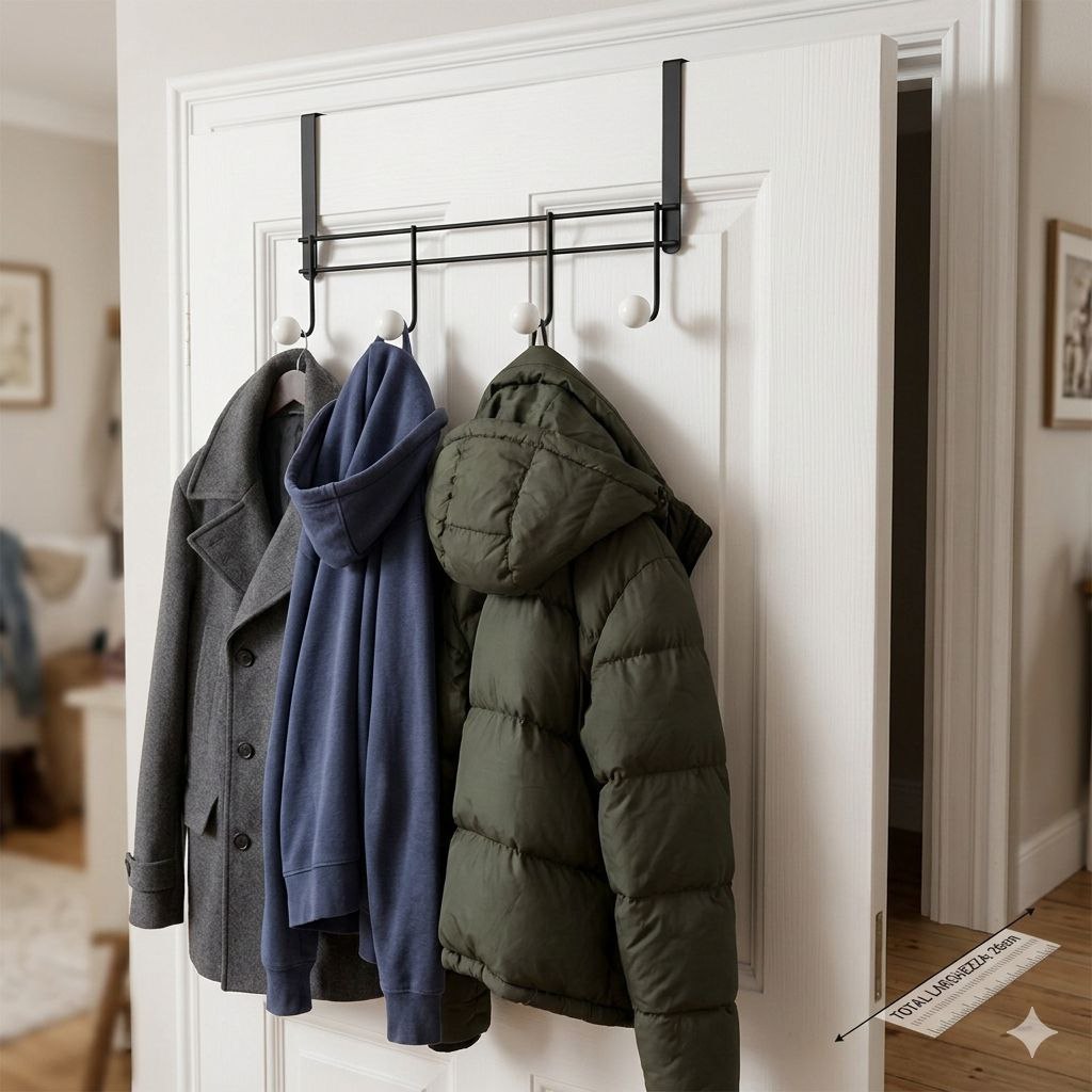 PERCHERO DE METAL PEQUEÑO DE 4 GANCHOS PARA PUERTA BENELI HOME 20X39CM