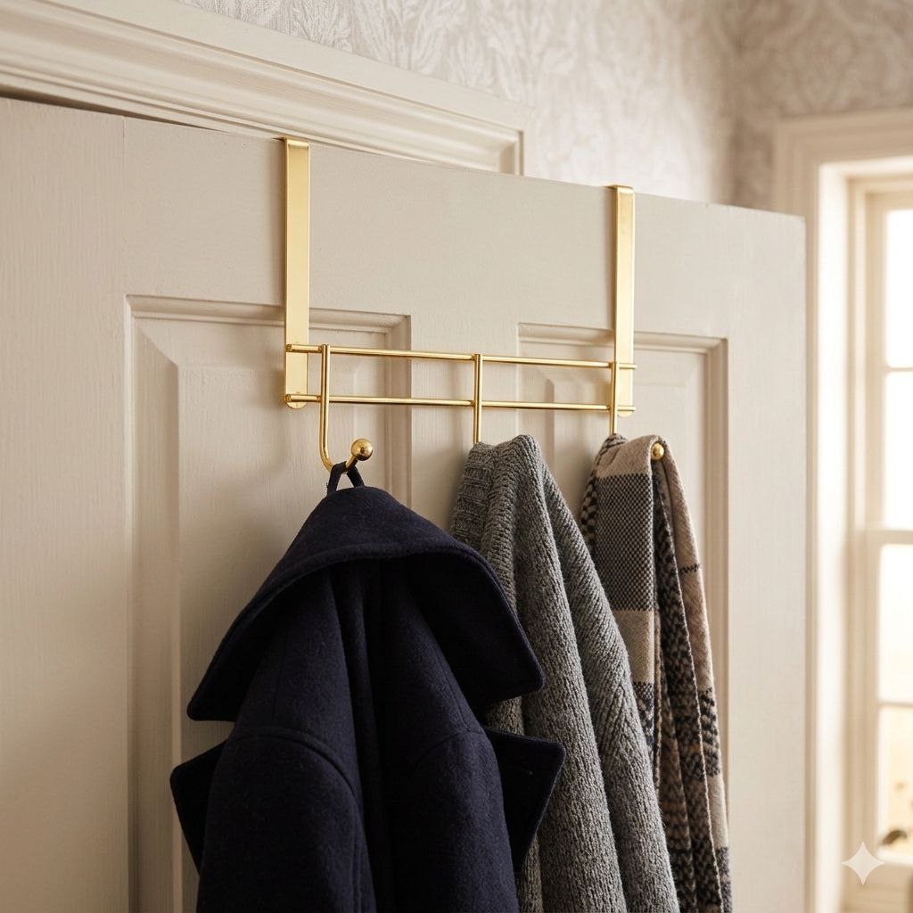 PERCHERO DE METAL DORADO PEQUEÑO DE 3 GANCHOS PARA PUERTA BENELI HOME 20X39CM