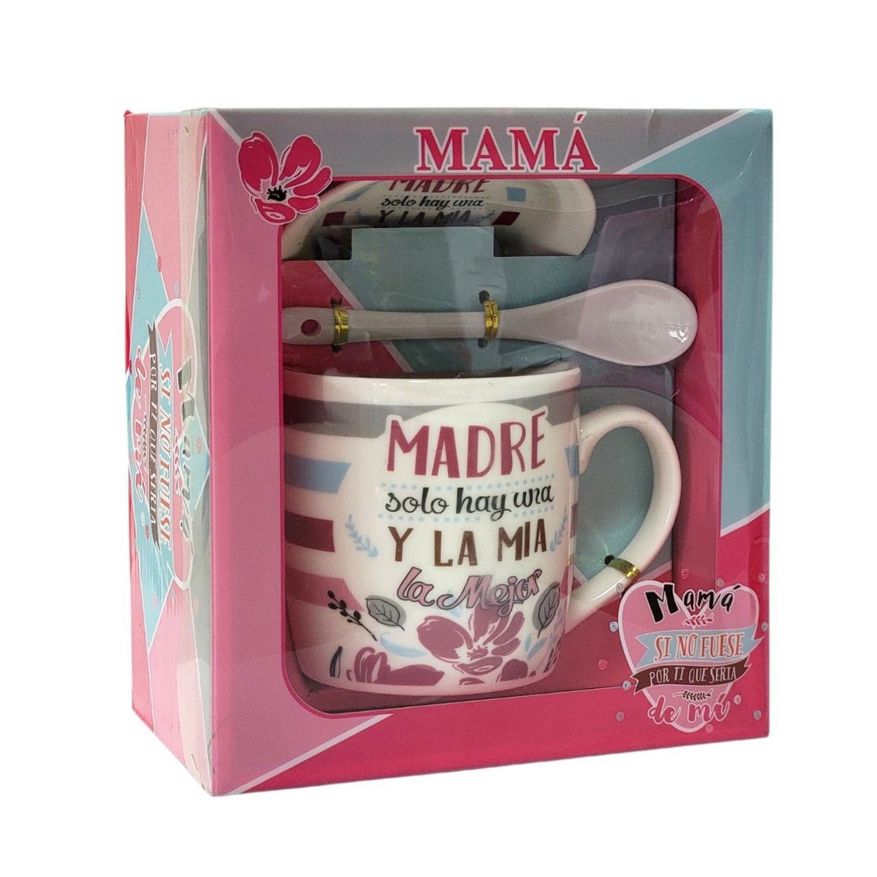 SET DE TAZA DE REGALO CON TEMATICA TE QUIERO MAMÁ 3PCS BENELI HOME