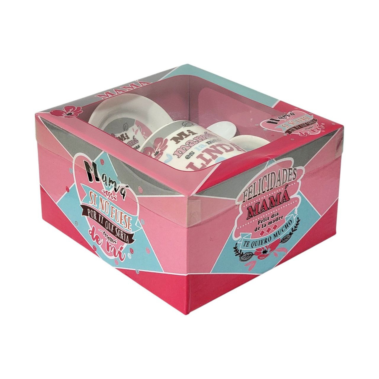 SET DE TAZA DE REGALO CON TEMATICA TE QUIERO MAMÁ 3PCS BENELI HOME