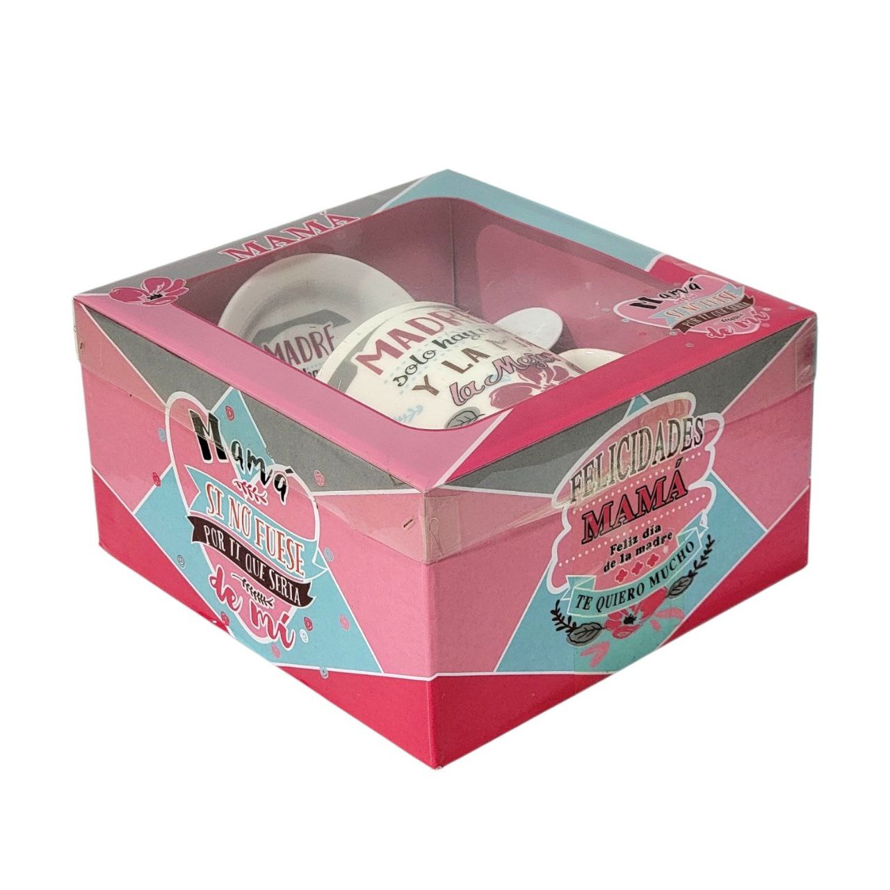 SET DE TAZA DE REGALO CON TEMATICA TE QUIERO MAMÁ 3PCS BENELI HOME