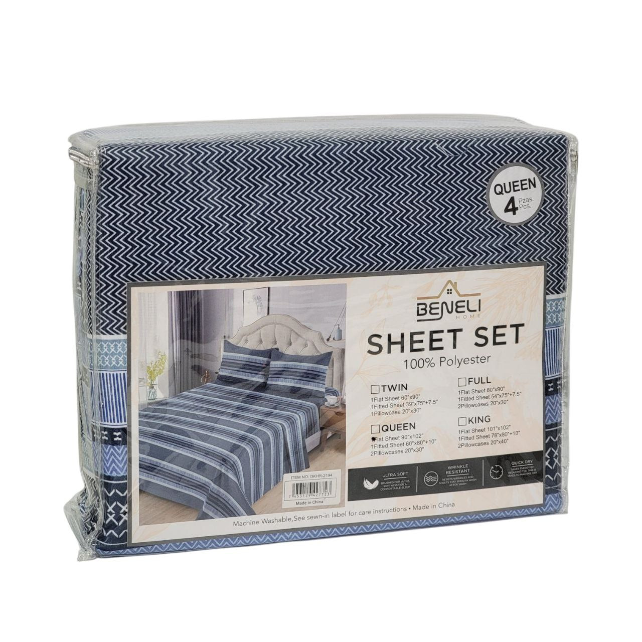 JUEGO DE SÁBANAS QUEEN 4PCS BENELI HOME