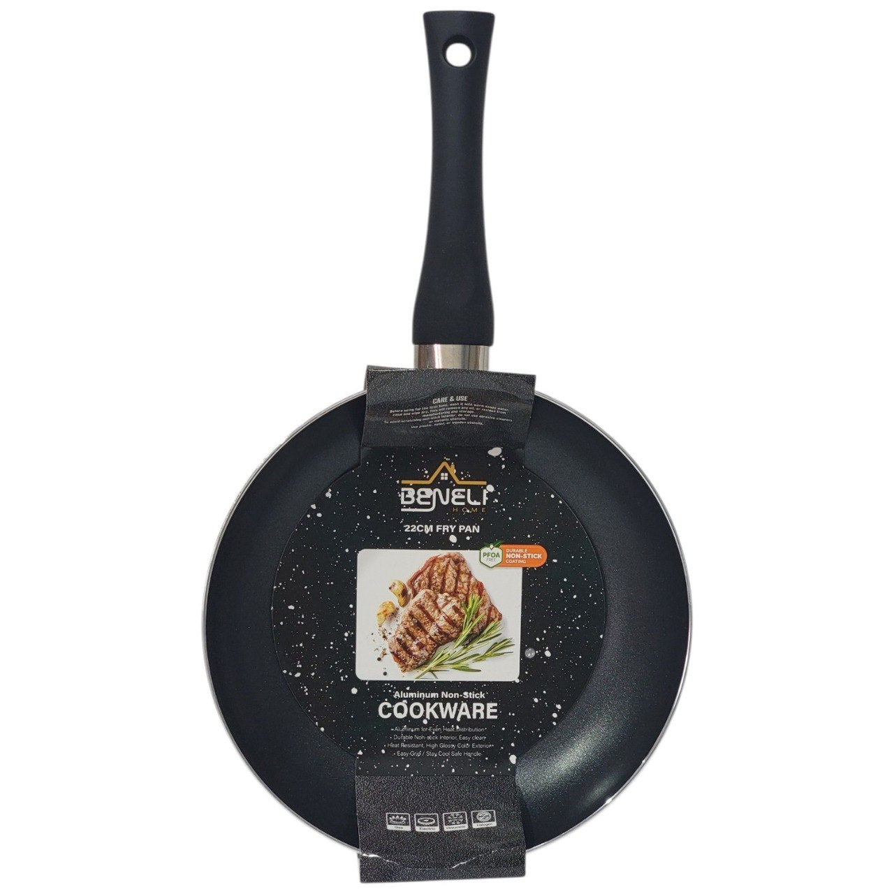 SARTEN DE ALUMINIO ANTIADHERENTE COLOR NEGRO BENELI HOME 22CM