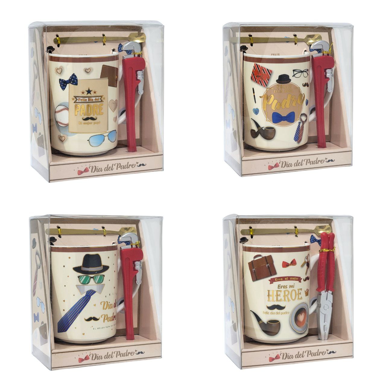 SET DE TAZA DE REGALO PARA PAPÁ CON CUCHARA DE LUJO Y LAPIZ EN FORMA DE LLAVE INGLESA BENELI HOME