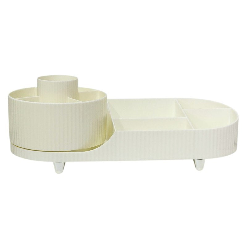 ORGANIZADOR DE MAQUILLAJE Y COSMETICOS DE ACRILICO CON BASE GIRATORIA 15X36CM, 4 ESTILOS