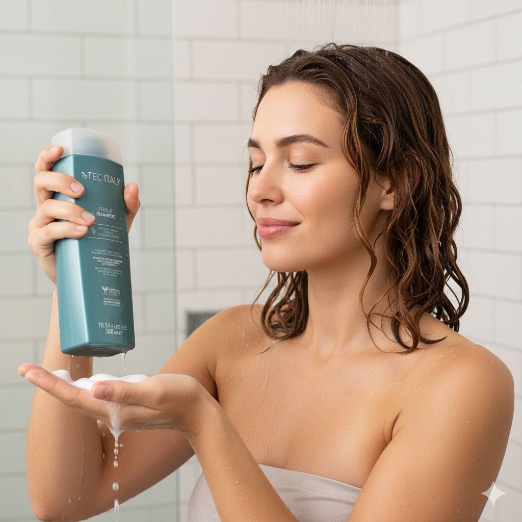 SHAMPOO ACONDICIONADOR PARA CABELLO SECO Y MALTRATADO CON EXTRACTO DE COLA DE CABALLO Y GIRASOL Y ACEITE DE GIRASOL TEC ITALY 300ML