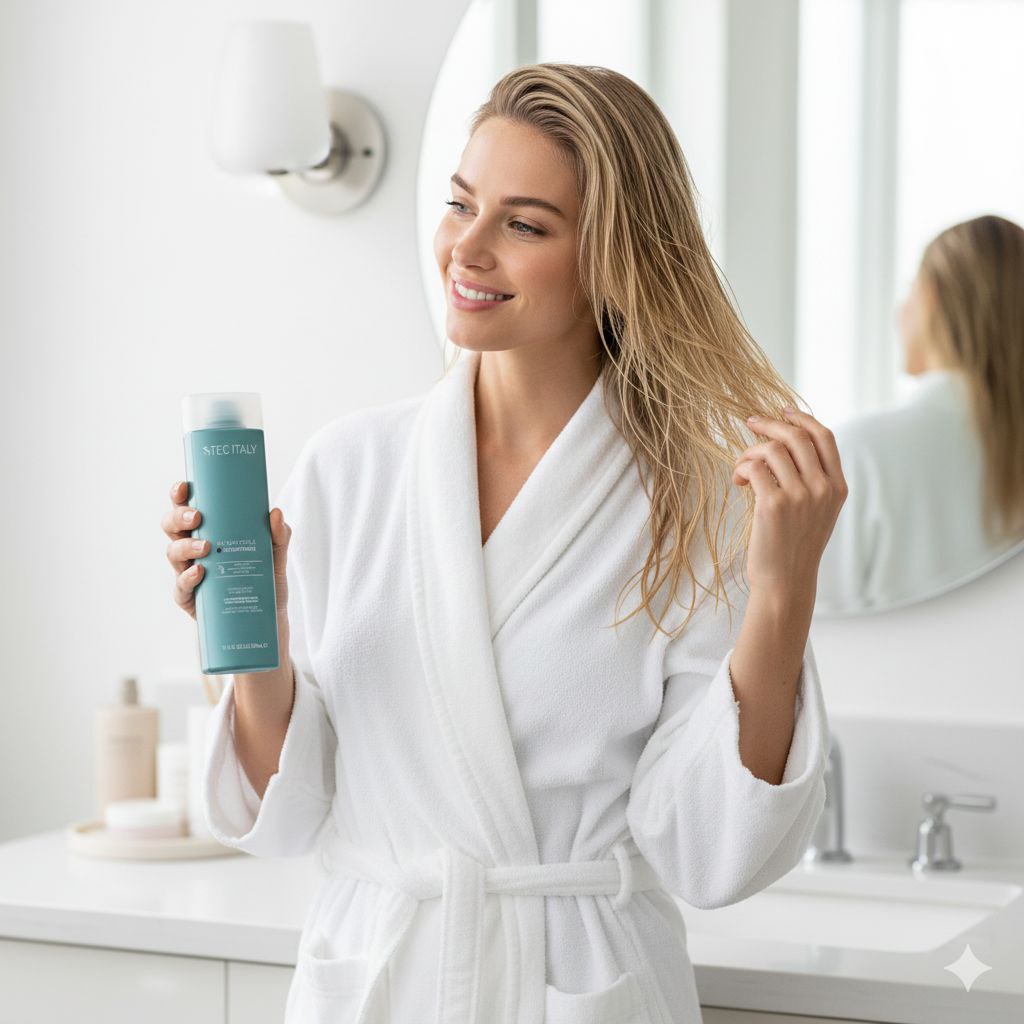 ACONDICIONADOR PARA TODO TIPO DE CABELLO CON ACEITE DE JOJOBA Y RICINO Y EXTRACTO DE ROMERO TEC ITALY 300ML