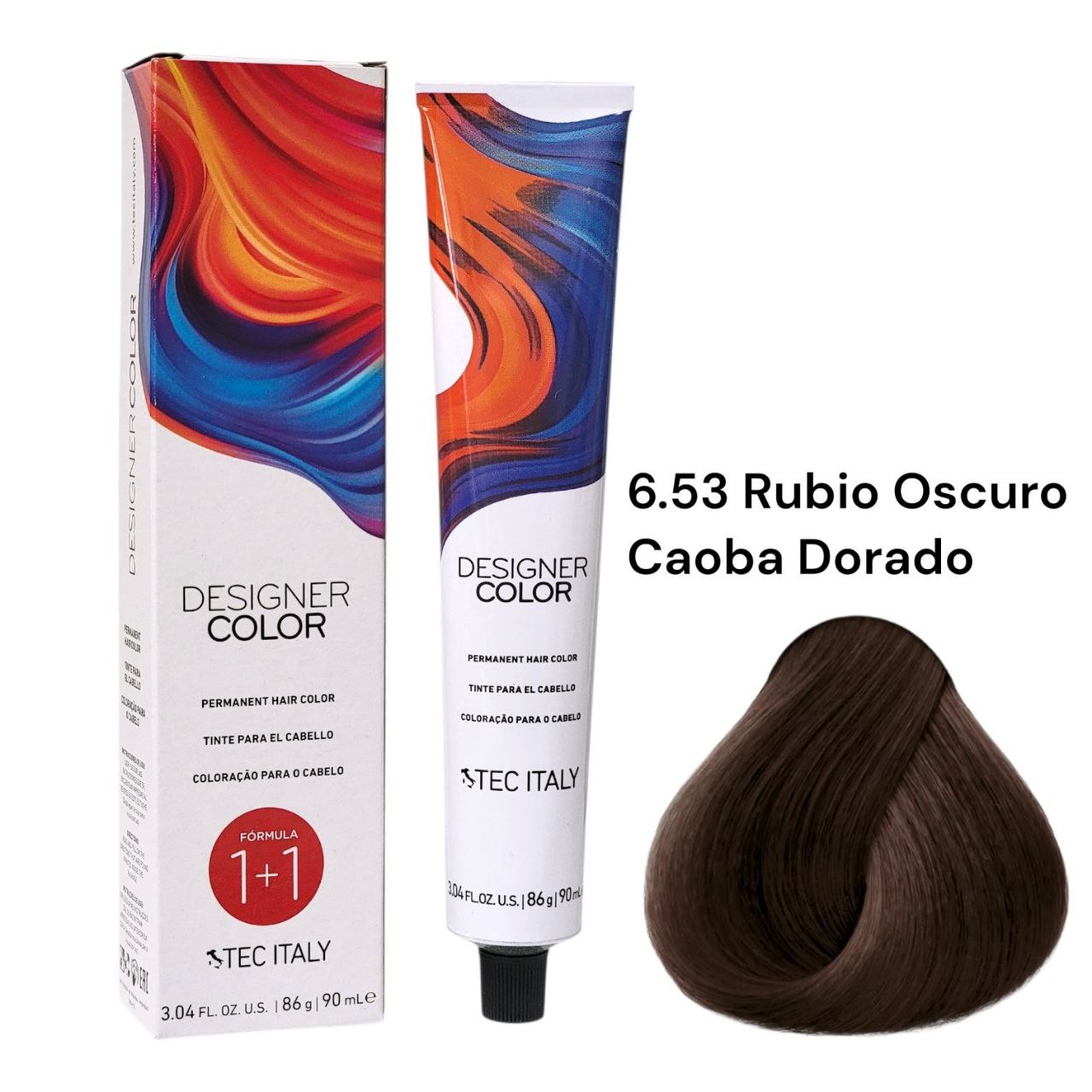 TINTE PERMANENTE PARA EL CABELLO EN CREMA RUBIO OSCURO CAOBA DORADO 6.44 1+1 TEC ITALY 90ML