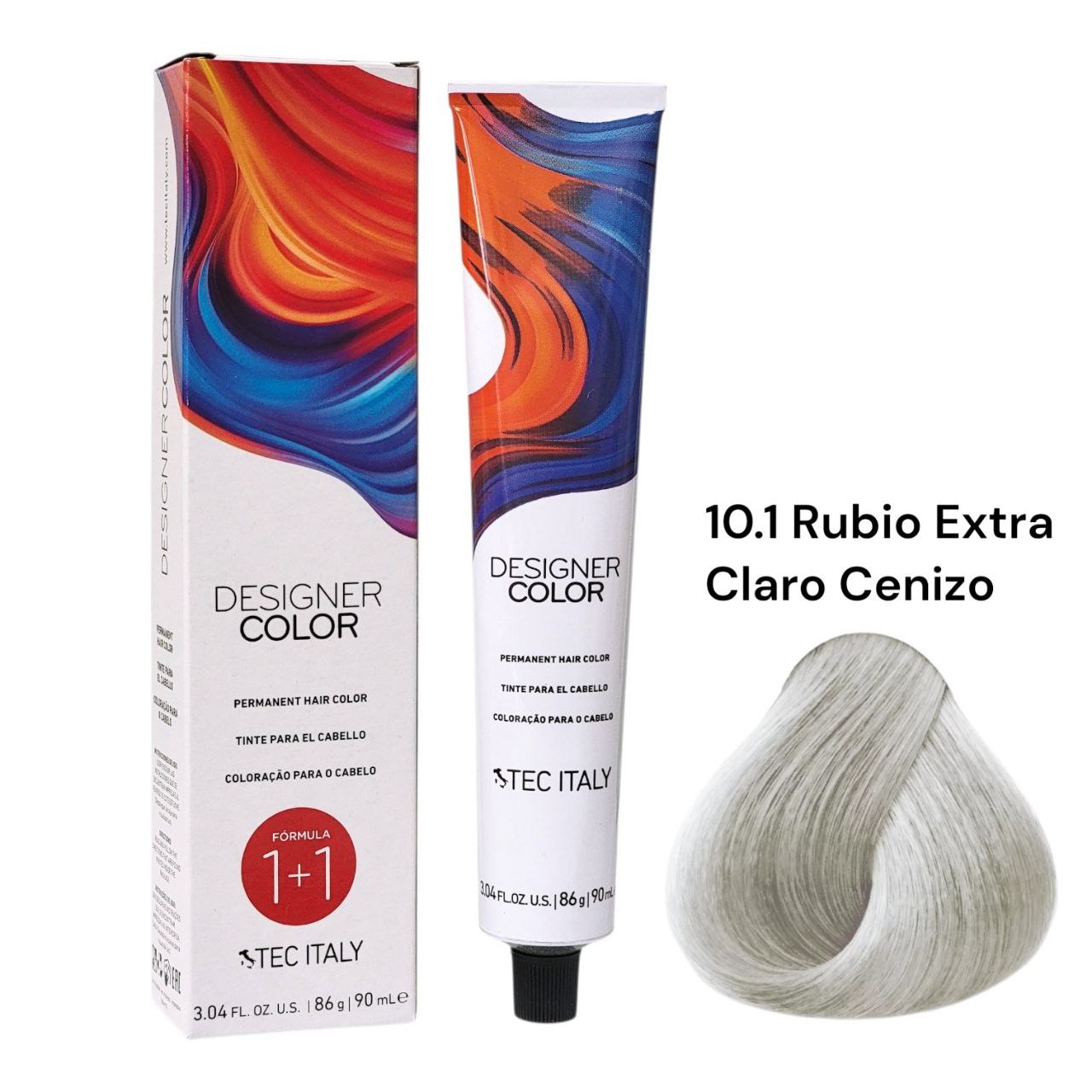 TINTE PERMANENTE PARA EL CABELLO EN CREMA RUBIO EXTRA CLARO CENIZO 10.1 1+1 TEC ITALY 90ML