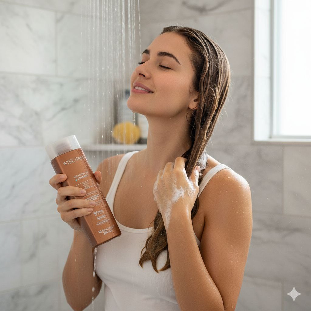 SHAMPOO NUTRITIVO CON ACEITE DE ARGAN ALBARICOQUE ROSA Y RICINO TEC ITALY 300ML