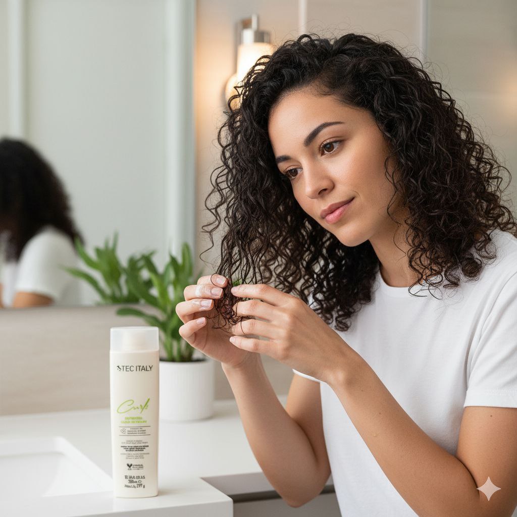 CREMA PARA PEINAR  PARA RIZOS SIN ENJUAGUE CON ACEITE DE COCO Y EXTRACTO DE COLA DE CABALLO Y ROMERO TEC ITALY 300ML