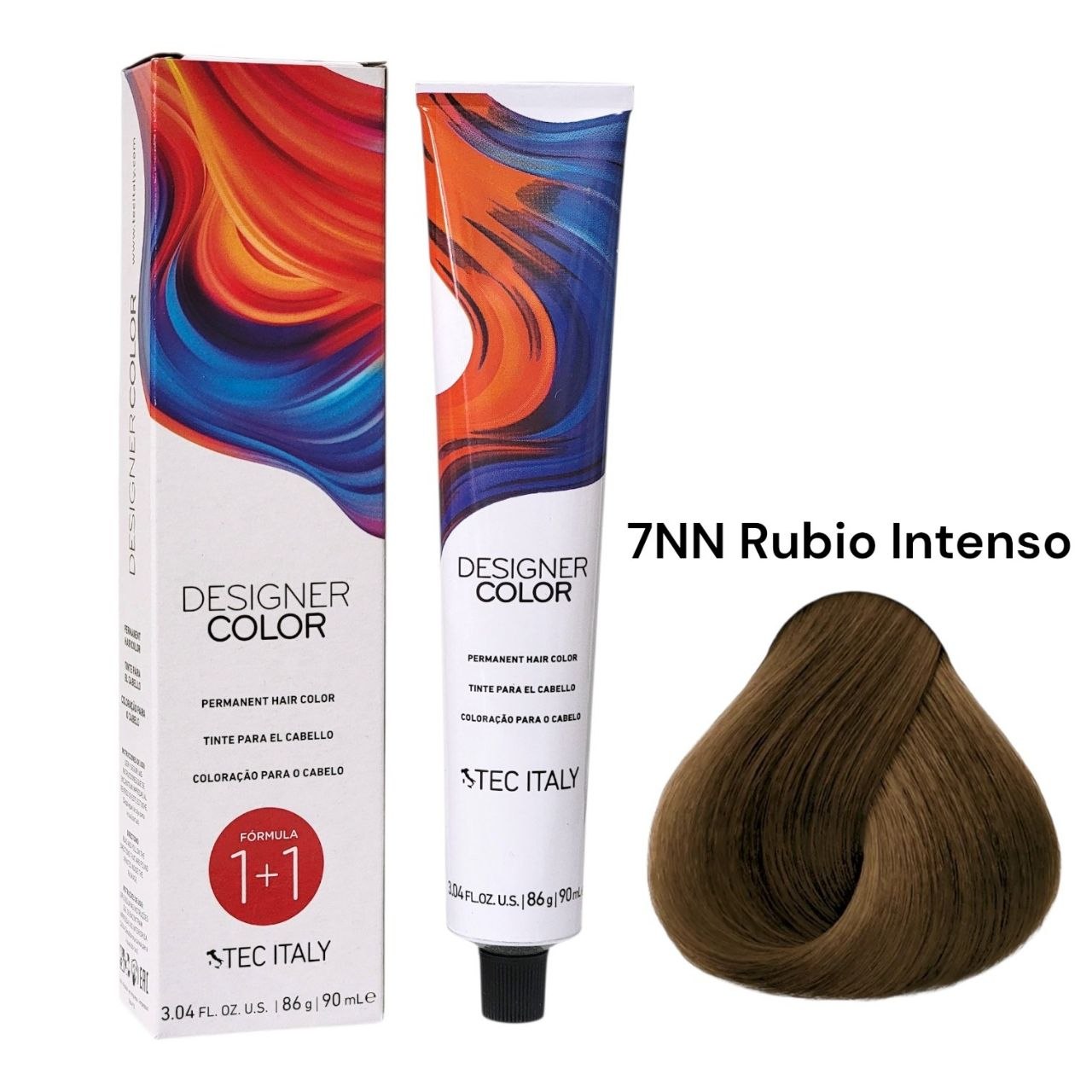 TINTE PERMANENTE PARA EL CABELLO EN CREMA RUBIO INTENSO 7NN 1+1 TEC ITALY 90ML