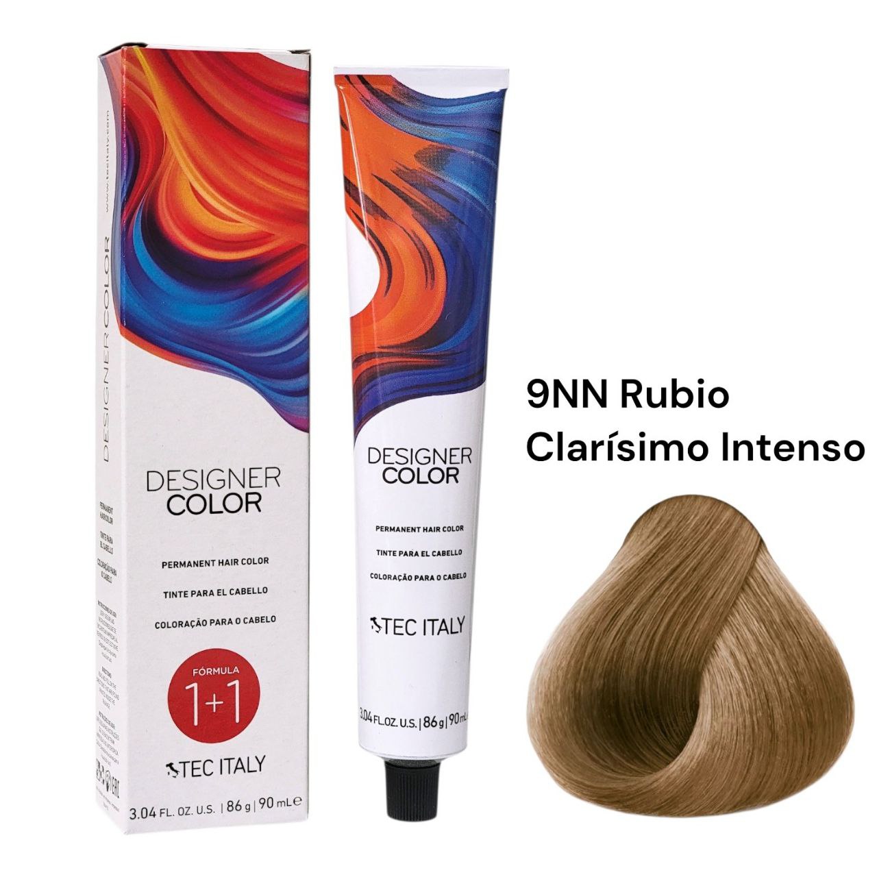 TINTE PERMANENTE PARA EL CABELLO EN CREMA RUBIO CLARISIMO INTENSO 9NN 1+1 TEC ITALY 90ML
