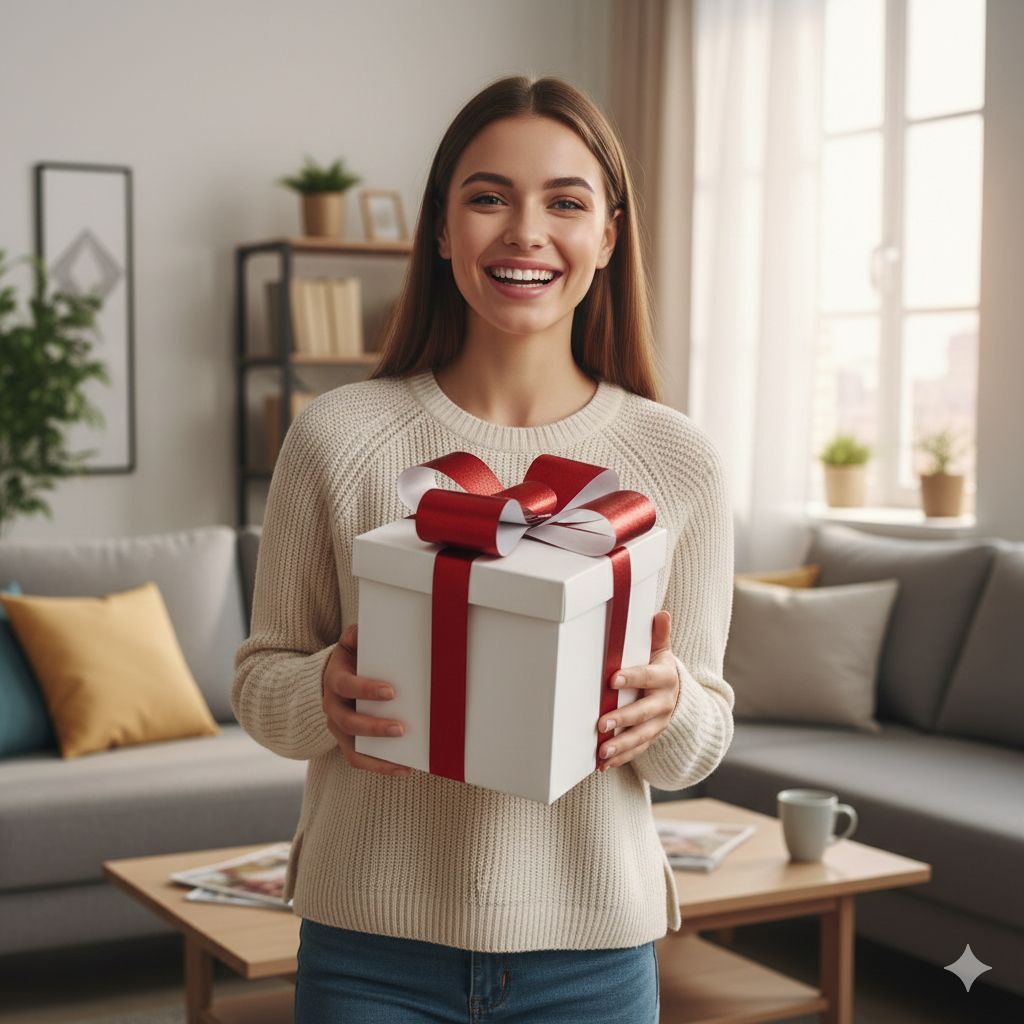 CAJA DE REGALO ADORNADAS CON UN LAZO BRILLANTE 25X25X25CM