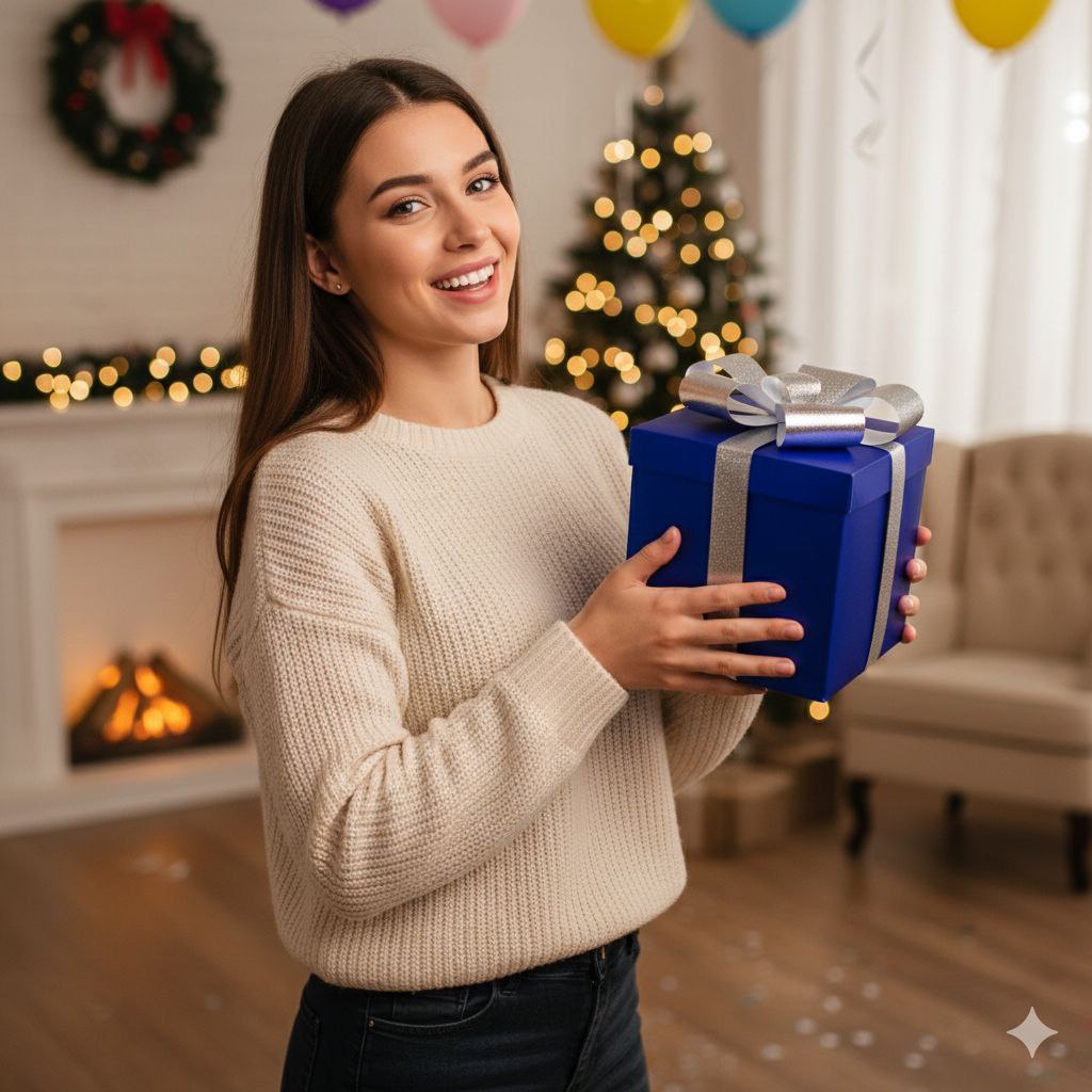 CAJA DE REGALO ADORNADAS CON UN LAZO BRILLANTE 25X25X25CM