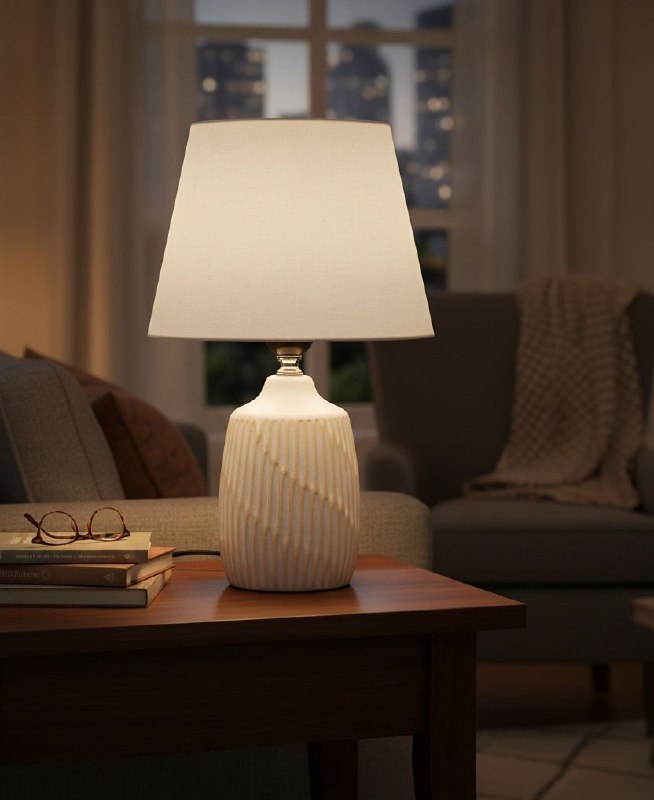 LAMPARA DE MESA ELECTRICA DE CERAMICA Y TELA ELEGANTE 53CMX32CM