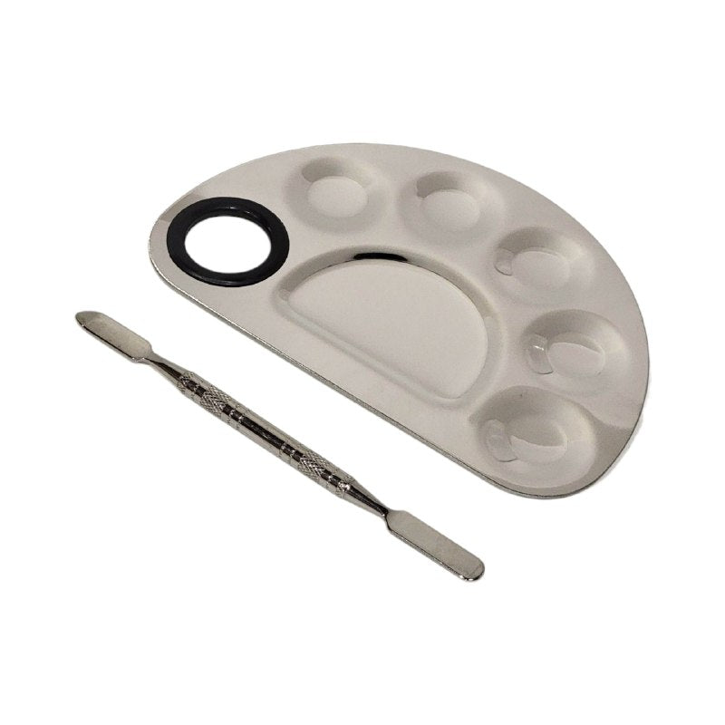 PALETA METALICA PARA MAQUILLAJE MEZCLA BASES, CORRECTORES, ETC PROFESIONAL STAY BEAUTIFUL 8.2X12.2, 3 ESTILOS
