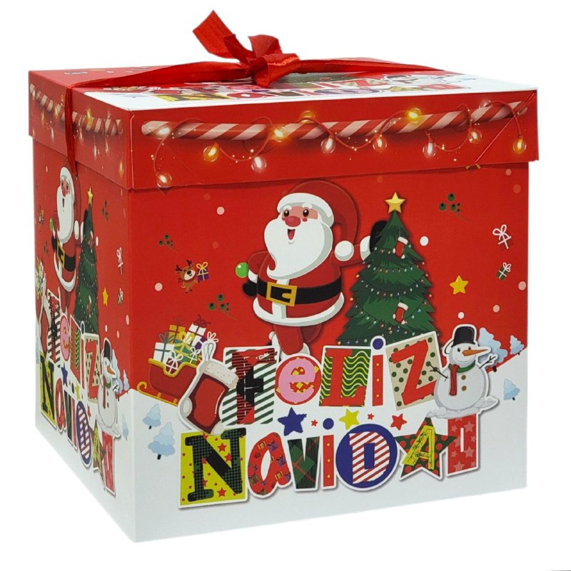 CAJA DE REGALO NAVIDEÑA GRANDE 22X22CM